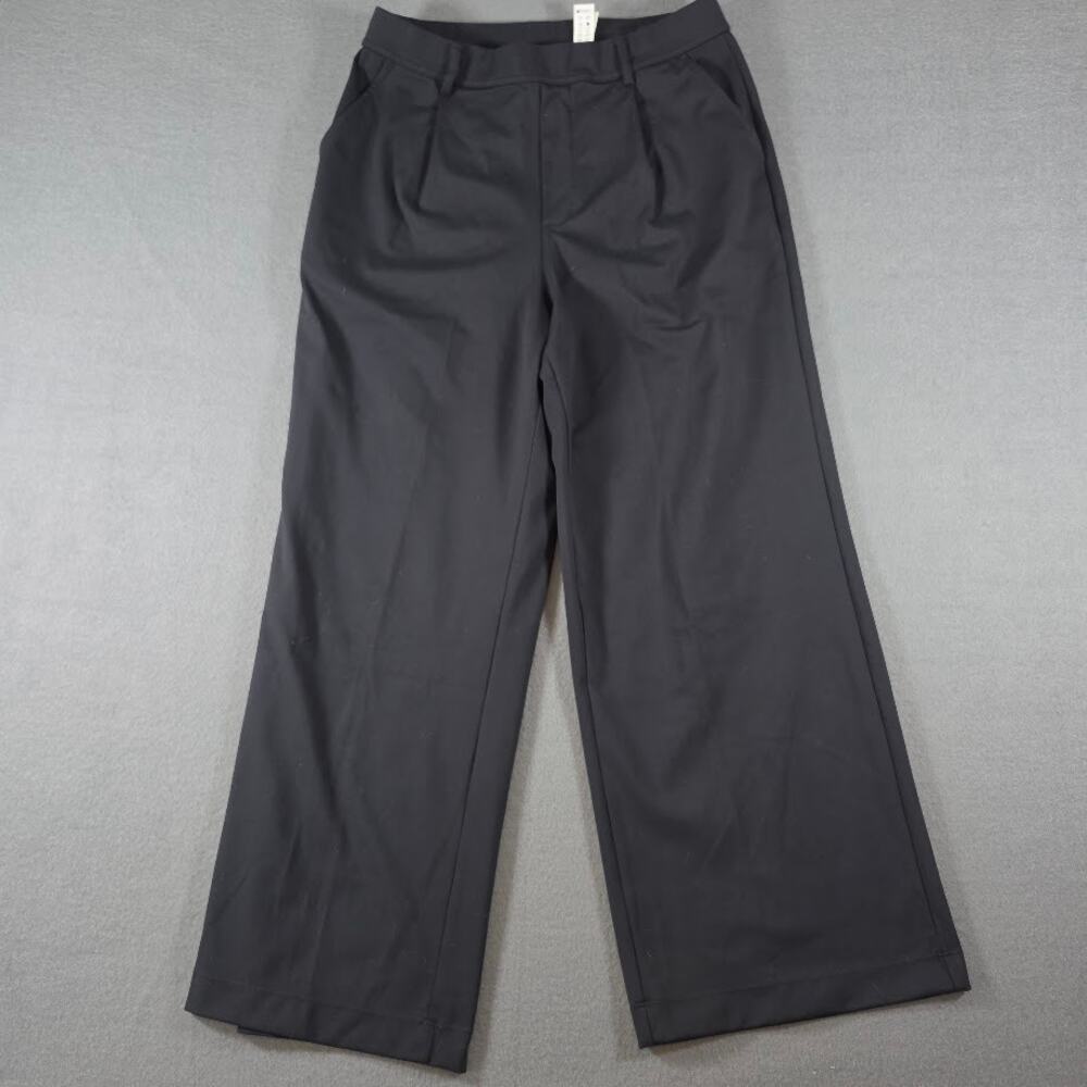 Halara Black High Waisted Wide Leg Stretch Dress Pants Size Med Petite EUC